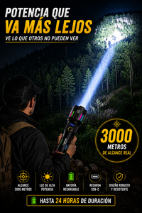 🔦 LINTERNA RECARGABLE DE 3000 METROS